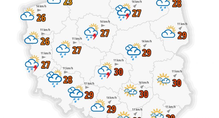 IMGW: w niedzielę upalnie na południu, na pozostałym obszarze przelotne opady i burze