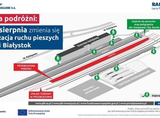 Białystok. Od 31 sierpnia zmienia się sposób komunikacji pieszych pomiędzy dworcami PKS i PKP