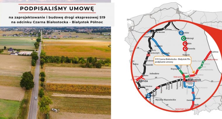 Drogowcy podpisali umowę na projekt i budowę drogi ekspresowej S19 z Białegostoku do Czarnej Białostockiej