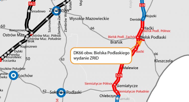Jest zgoda na budowę prawie 3 km odcinka DK 66 stanowiącej południową obwodnicę Bielska Podlaskiego