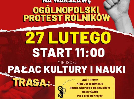 Ponad 800 rolników z województwa podlaskiego jedzie protestować w Warszawie