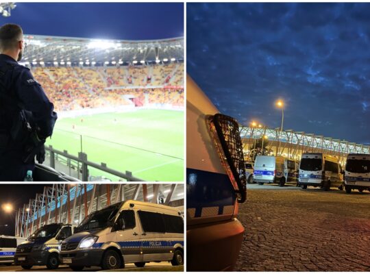 Policyjne zabezpieczenie meczu pomiędzy Jagiellonią Białystok a Ajaxem Amsterdam