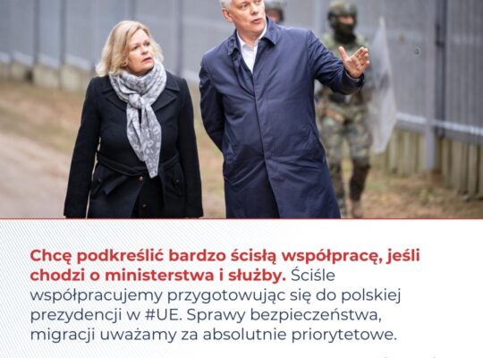 Szefowie MSW Polski i Niemiec o współpracy przy ochronie zewnętrznych granic UE