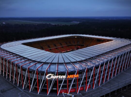 Białystok. Stadion Miejski podświetlony