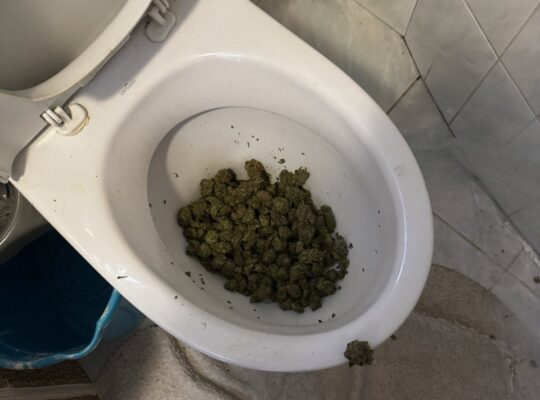 Wrzucili narkotyki do sedesu.Zatrzymanie dwóch mężczyzn z nielegalnymi substancjami w Białymstoku